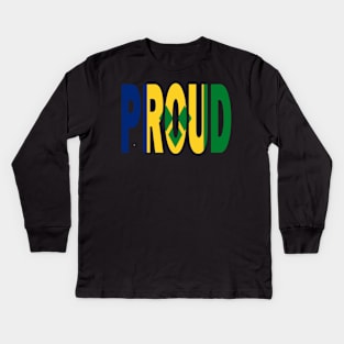 St Vincent Flag Designed in The Word Proud - Soca Mode Kids Long Sleeve T-Shirt